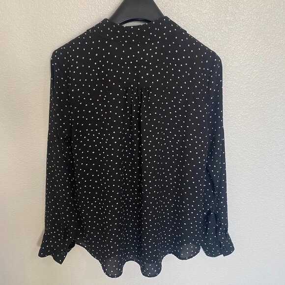 Maurices long sleeve black and white polka dot print women's blouse - Picture 2 of 3